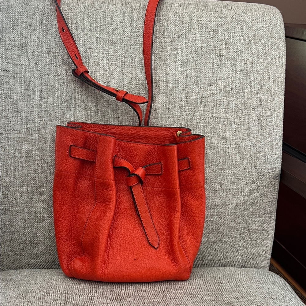 Annabel Ingall - Coral Leather Bucket Crossbody Bag